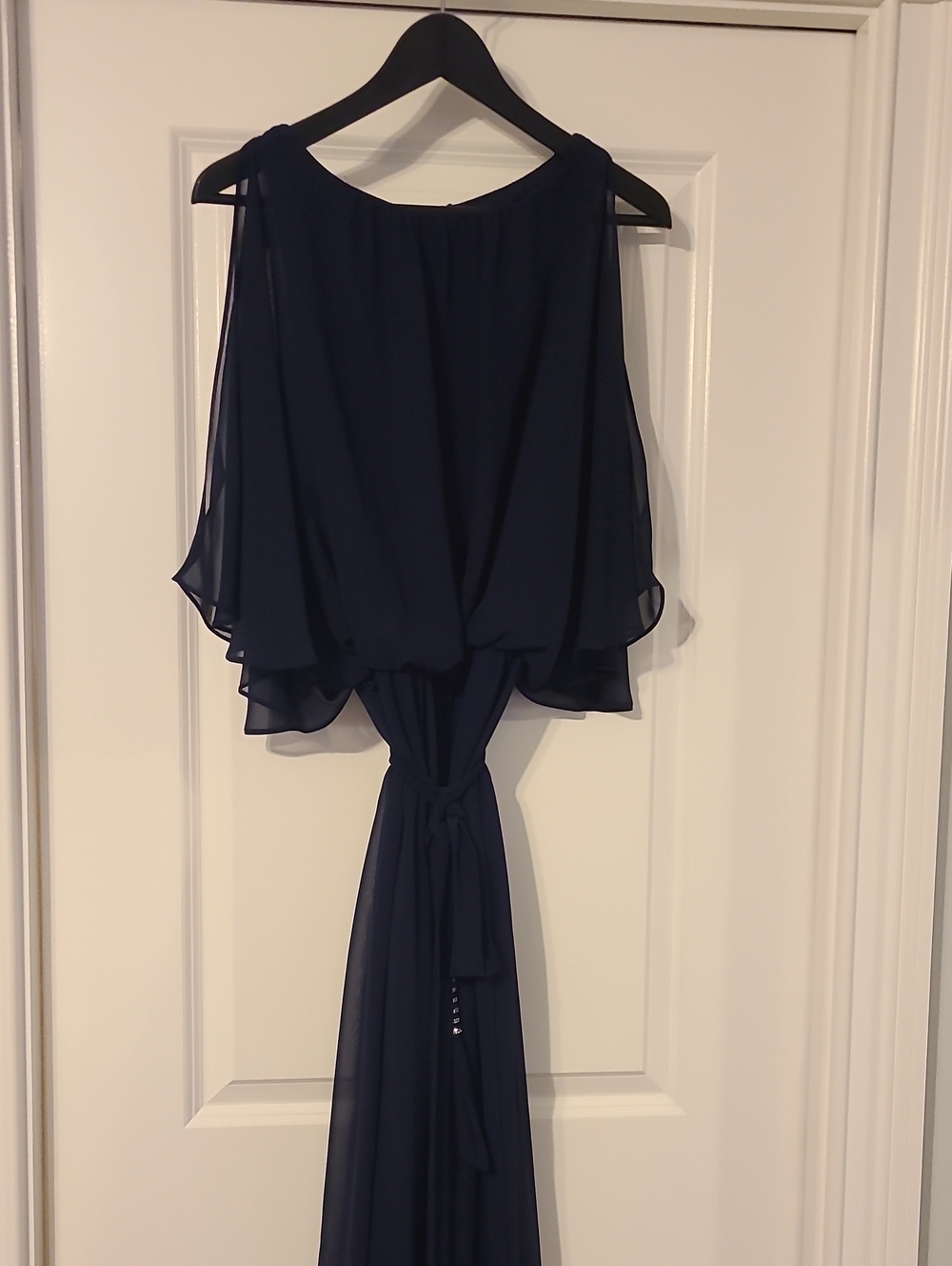 MSK Navy Sleeveless Chiffon Jumpsuit with Waist Tie
